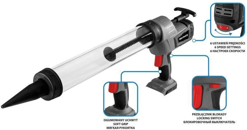 Akumuliatorinis hermetiko pistoletas Graphite 58GE115; 18 V (be akumuliatoriaus ir pakrovėjo)