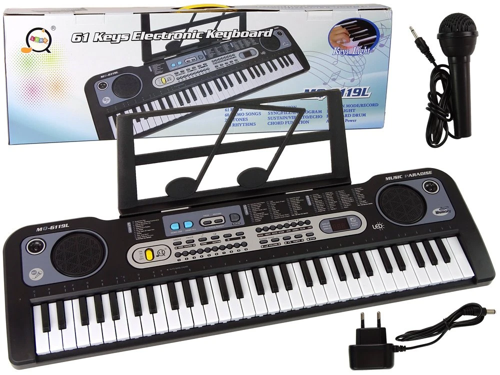 Keyboard Elektrinė Klaviatūra su Mikrofonu LeanToys, 75x19x25 cm