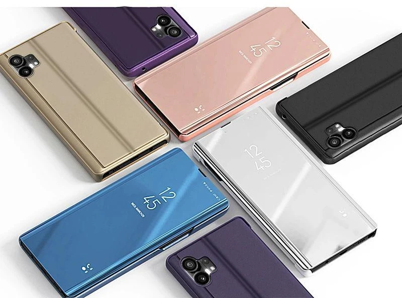 Hurtel Clear View Nothing Phone 1 atverčiamas dėklas telefonui juodos spalvos