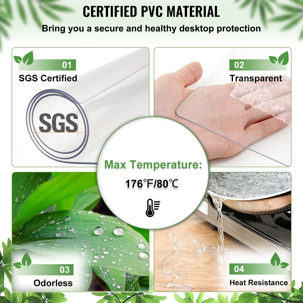 VEVOR Skaidrus PVC staltiesės kilimėlis