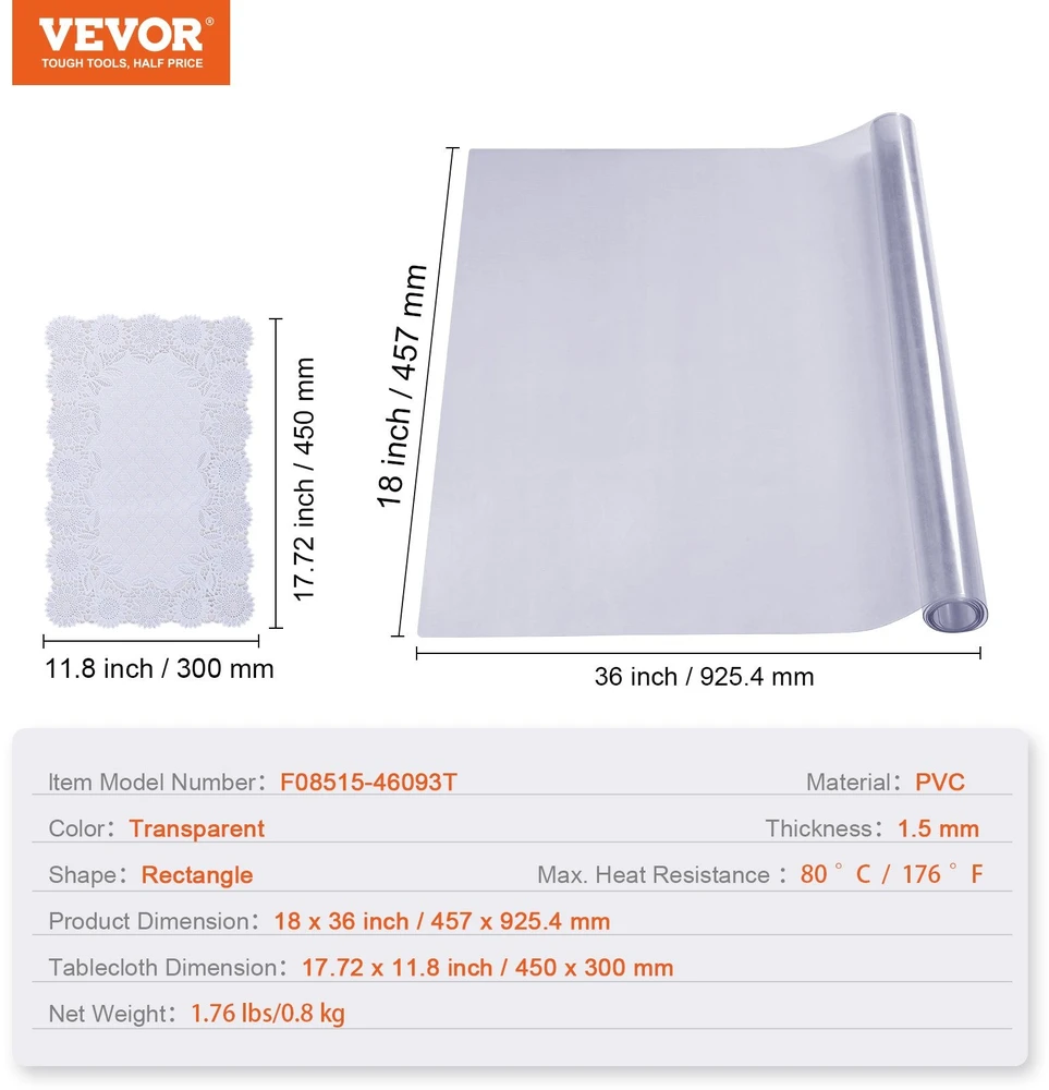 VEVOR Permatomas stalo užtiesalu apsauga 45 x 92 cm