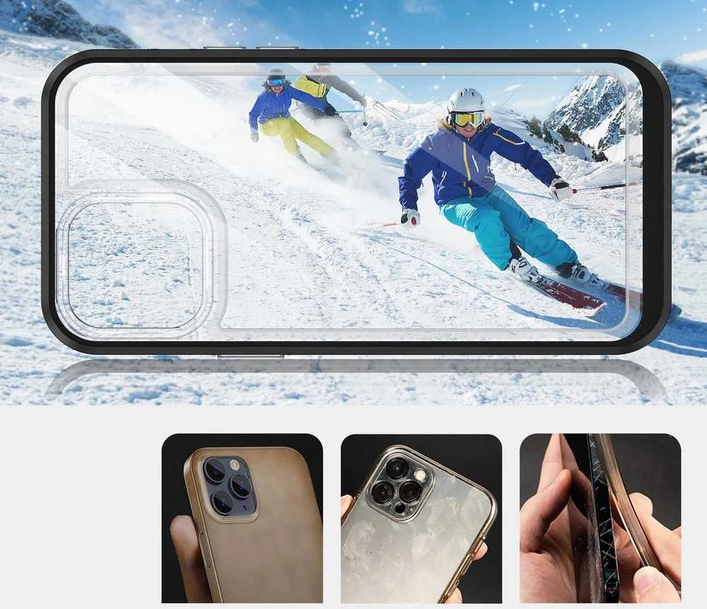 Hurtel Clear dėklas skirtas iPhone 13 Pro, juodas