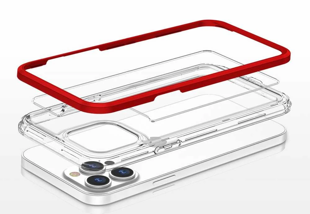Hurtel Clear dėklas skirtas iPhone 13 Pro, raudonas