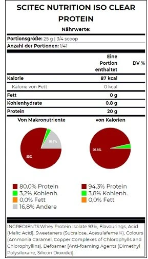 Skaidrūs išrūgų baltymai Scitec IsoClear Protein 1025 g, mangų ir persikų skonio