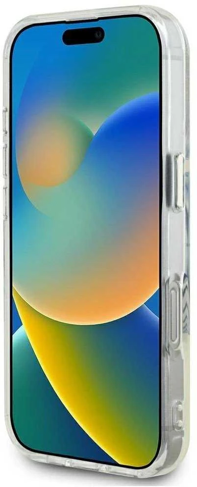 Dėklas Guess IML Metal Colored Circle Classic Logo MagSafe Apple iPhone 16 Pro Max rožinės spalvos