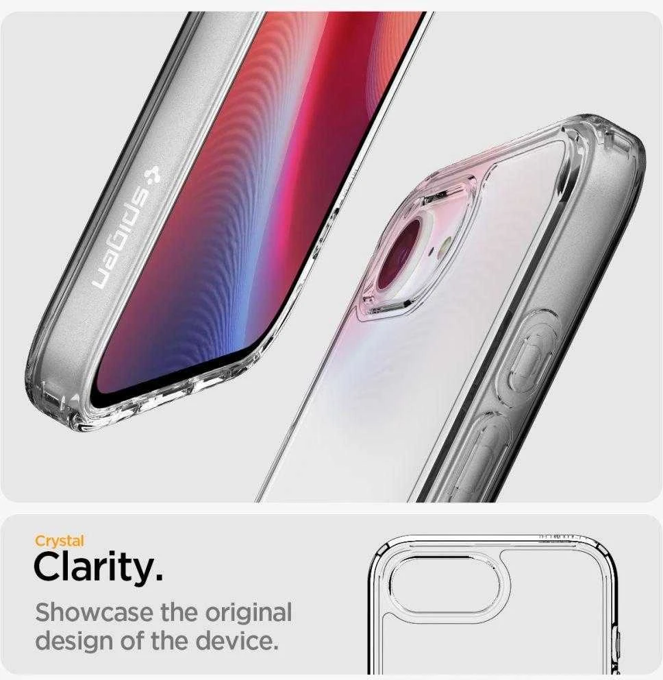 Spigen Ultra Hybrid iPhone 16e dėklas – skaidrus
