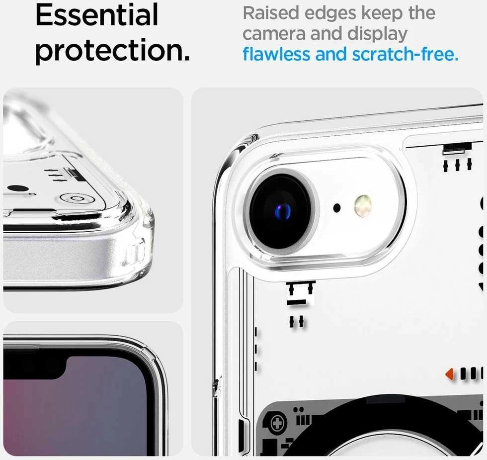 Spigen itin hibridinis „MagSafe“ dėklas, skirtas „iPhone 16e“ / „17e Neo One“ – skaidrus