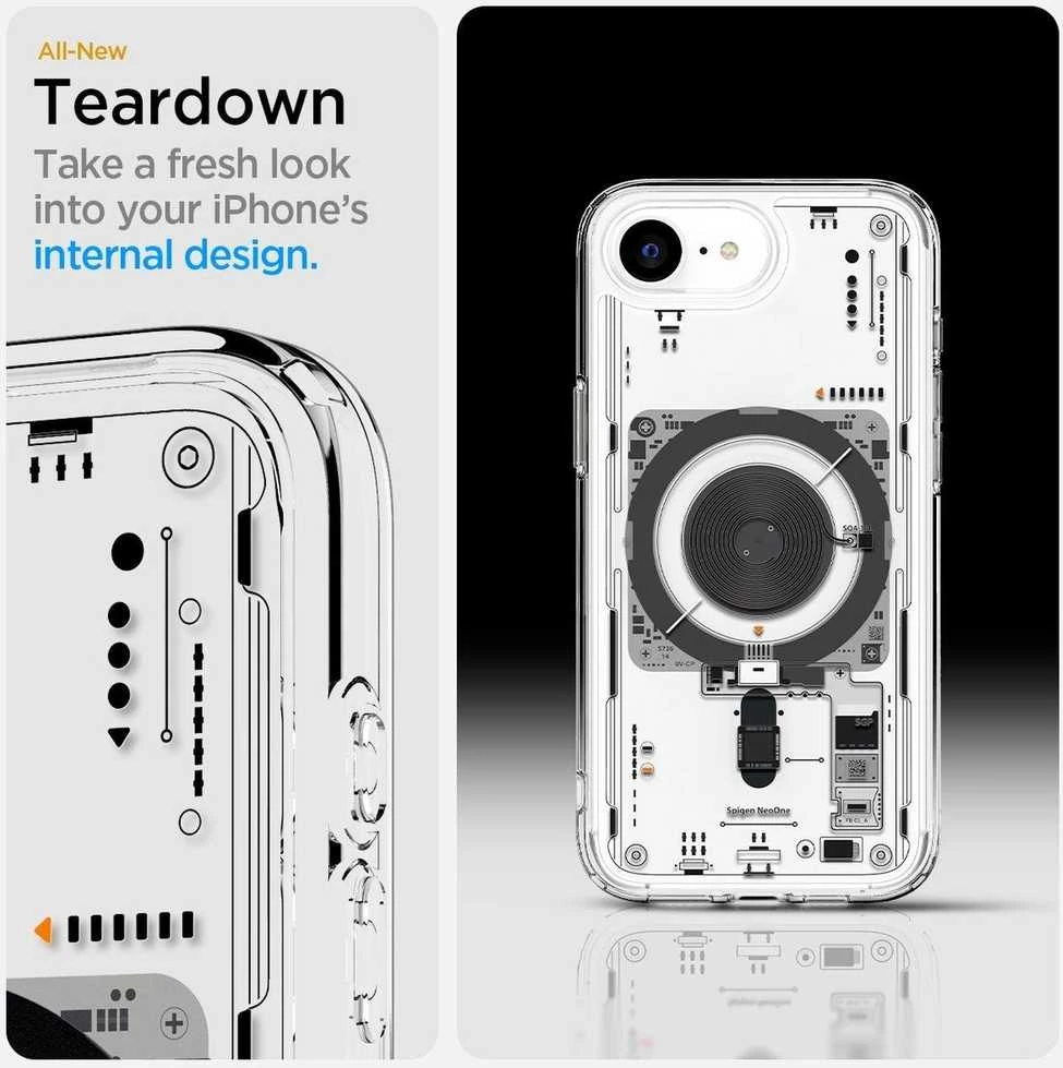 Spigen itin hibridinis „MagSafe“ dėklas, skirtas „iPhone 16e“ / „17e Neo One“ – skaidrus