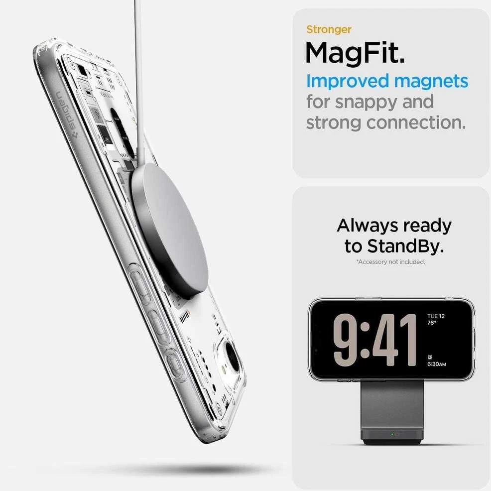 Spigen itin hibridinis „MagSafe“ dėklas, skirtas „iPhone 16e“ / „17e Neo One“ – skaidrus