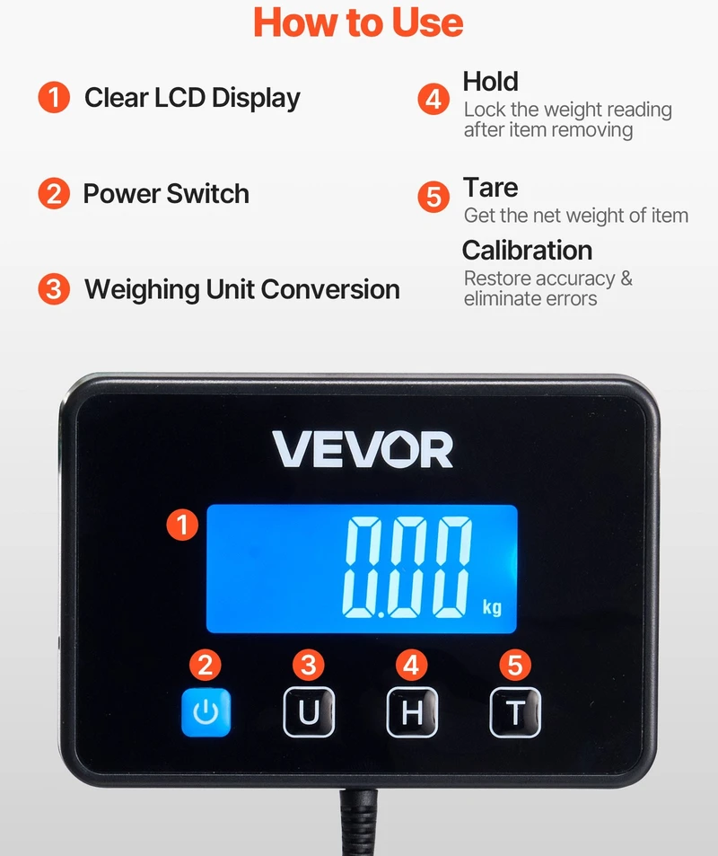 VEVOR Skaitmeninės pašto svarstyklės su LCD ir „Tare“ funkcija