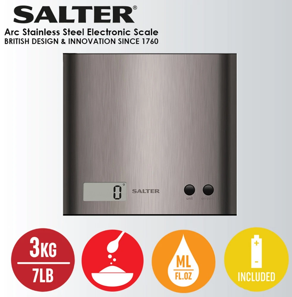Skaitmeninės virtuvinės svarstyklės Salter SSDRCEU16 Pro, 3kg, sidabro spalvos
