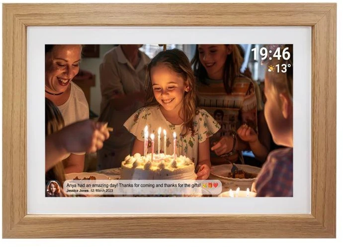 Skaitmeninis nuotraukų rėmelis DENVER PFF-1543LW, šviesiai rudas, 39,6 cm (15,6") jutiklinis ekranas, „Wi-Fi“