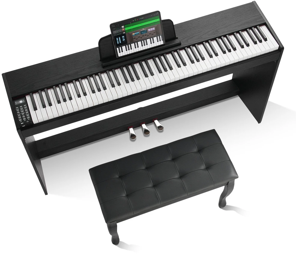 VEVOR 88 klavišų skaitmeninis pianinas su stovu ir suoleliu
