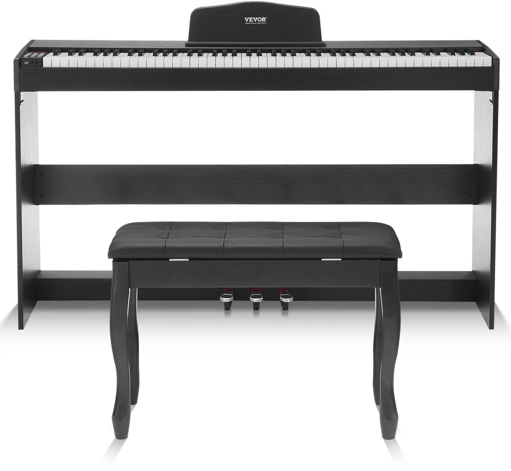 VEVOR 88 klavišų skaitmeninis pianinas su stovu ir suoleliu