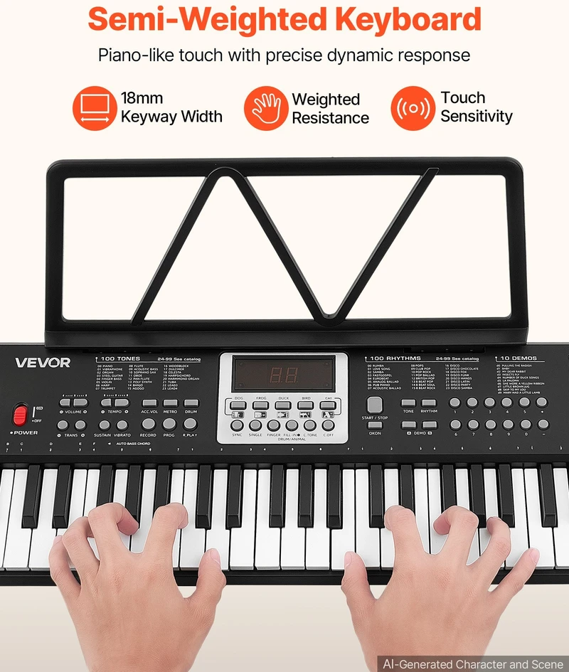 Skaitmeninis pianinas VEVOR NM-7601, 61 klavišas