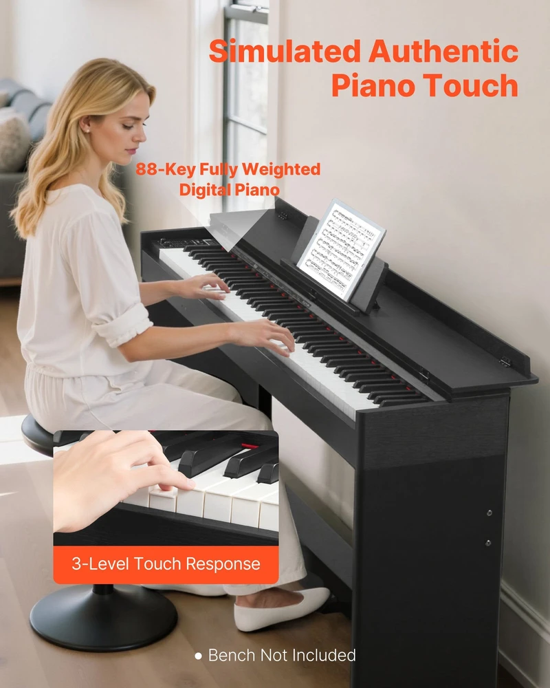 VEVOR Elektrinis pianinas su 88 klavišais ir stovu
