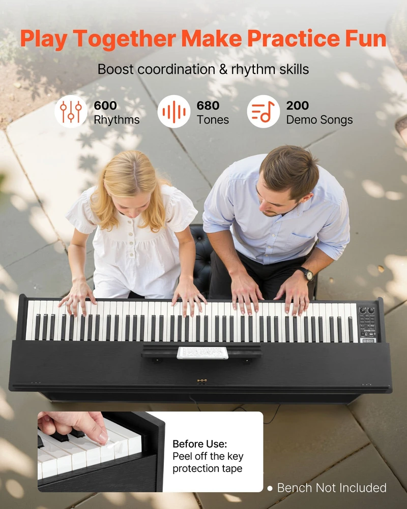 VEVOR Elektrinis pianinas su 88 klavišais ir stovu