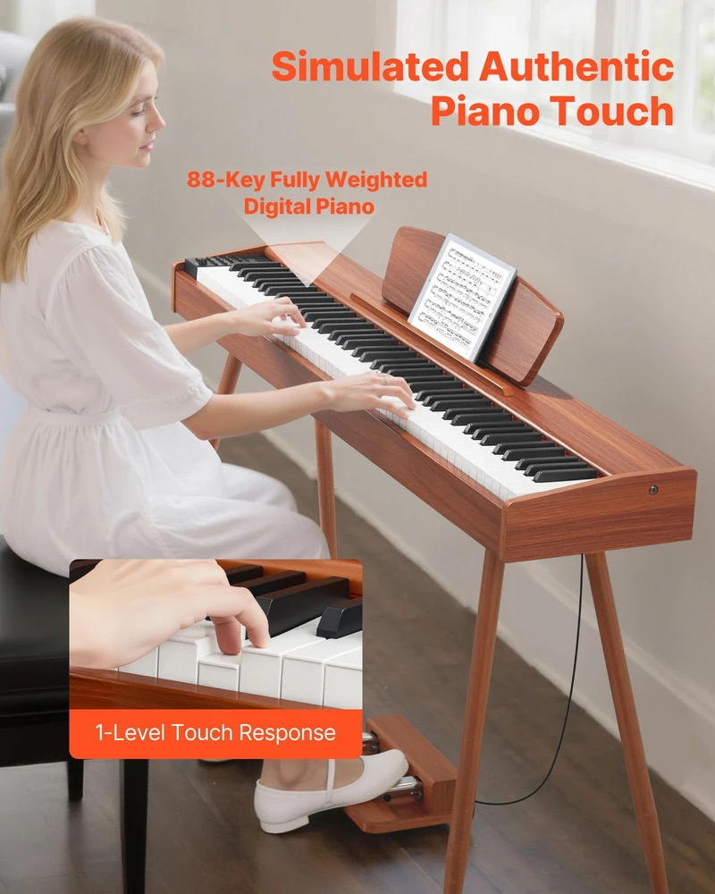 VEVOR Elektrinis pianinas 88 klavišų, medinis korpusas