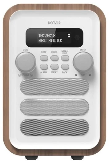 Skaitmeninis radijas Denver DAB-48WHITE, baltas, medžio spalvos
