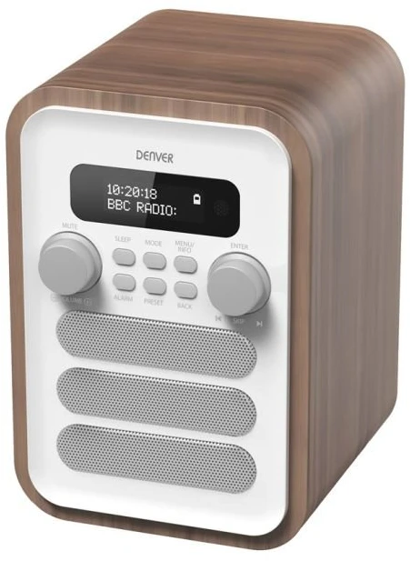 Skaitmeninis radijas Denver DAB-48WHITE, baltas, medžio spalvos