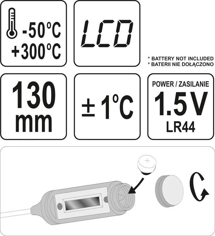 YATO ELEKTRONINIS TERMOMETRAS SU ZONDU