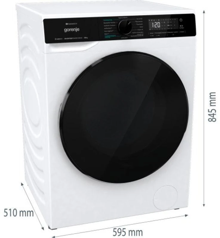 Gorenje WD2PA854ADW/AT skalbimo mašina-džiovyklė Laisvai pastatoma Priekinis pakraunamas Baltas D