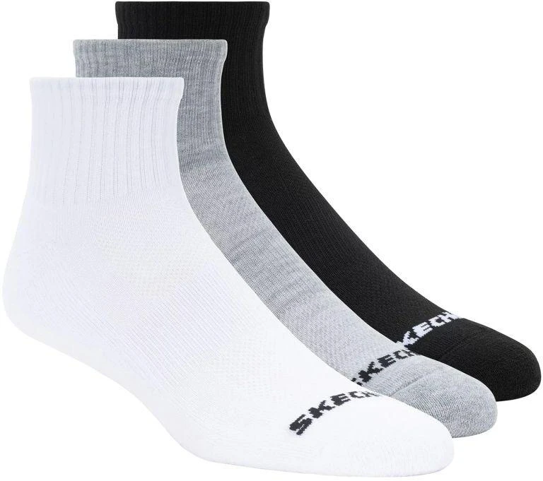 Skechers 3 poros trumpų kojinių S114235-BKWG Balta 43-46