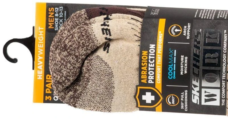 Skechers 3 poros Vyriškos Darbo trumpos kojinės S115423-SAND Smėlio 41-46
