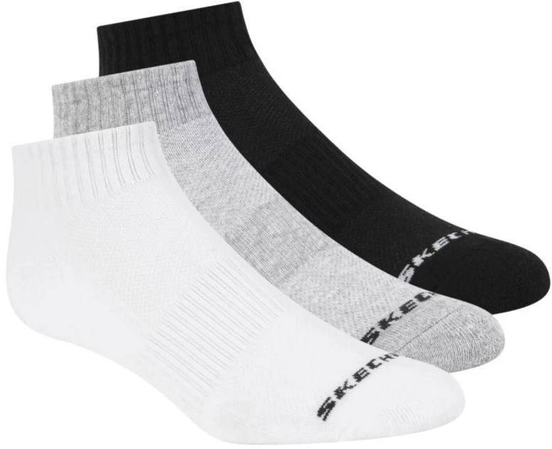 Skechers 3 porų unisex kilpinės medžiagos trumpaaulės kojinės S111035-107 baltos 43-46