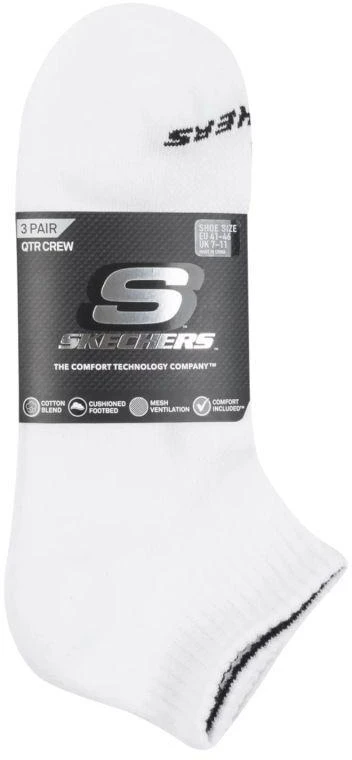 Skechers 3 porų unisex kilpinės medžiagos trumpaaulės kojinės S111035-107 baltos 43-46
