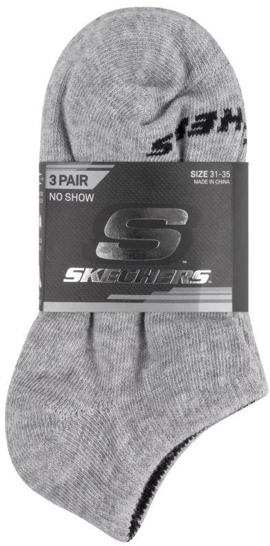 Skechers 3 porų unisex kojinės be kilpinio audinio, žemo profilio (pėdutės), S114041-020, pilkos, 39-42 dydis