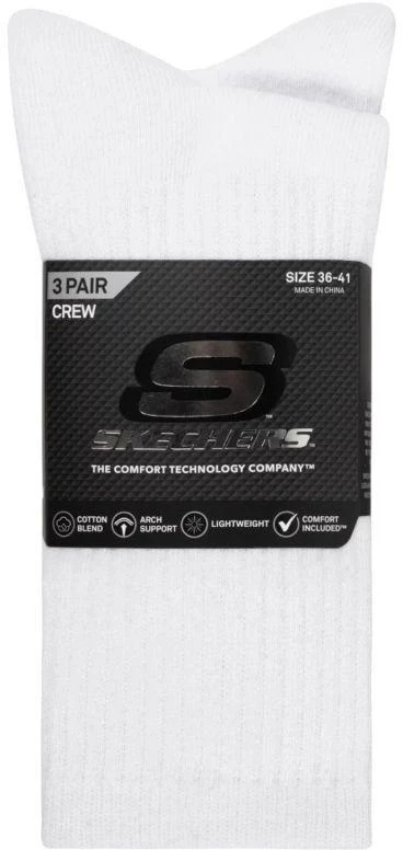 Skechers 3 porų unisex kojinės, ne kilpinės, trumpos, S601102-100, baltos, 43-46