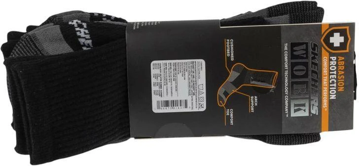Skechers 3 porų vyriškos pusilgės darbo kojinės su kilpiniu audiniu S106859-BLK juodos 41-46