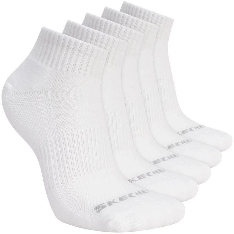 Skechers 5 porų unisex 1/2 terry tipo ketvirčio ilgio kojinės S602095-100 baltos 39-42