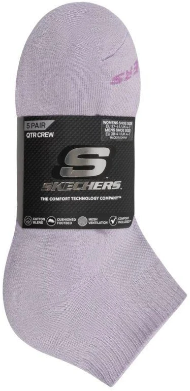 Skechers 5 porų unisex pusiau kilpinės ketvirtinės kojinės S602095-501 violetinės 35-38