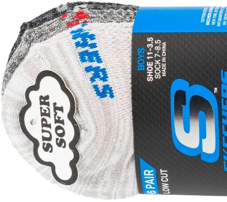 Skechers 6 poros berniukams paprastos kojinės S112222-GRY pilkos 31-34