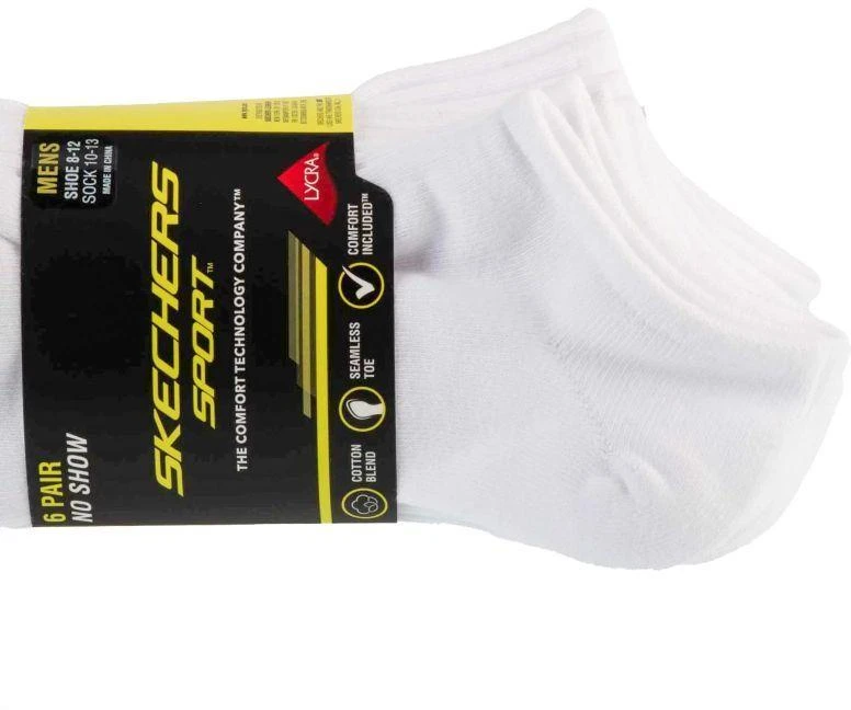 Skechers 6 poros Vyriškos Medvilninės Kojinės S117809-WHT Balta 41-46
