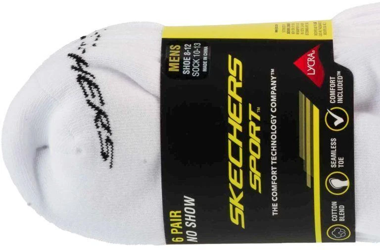 Skechers 6 poros Vyriškos Medvilninės Kojinės S117809-WHT Balta 41-46