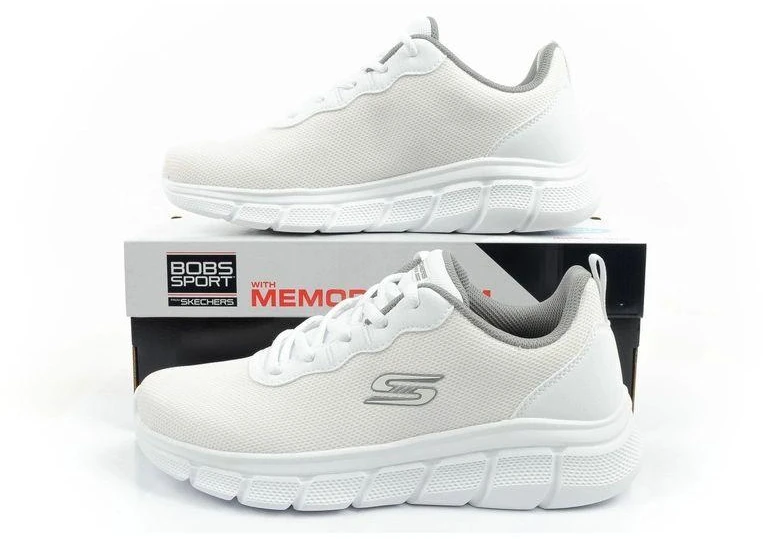 Skechers Bobs B Flex vyriški sportbačiai, madingi balti