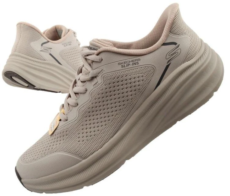 Skechers Bobs Skillz vyriški sportbačiai smėlio spalvos, lengvai įsispiriami