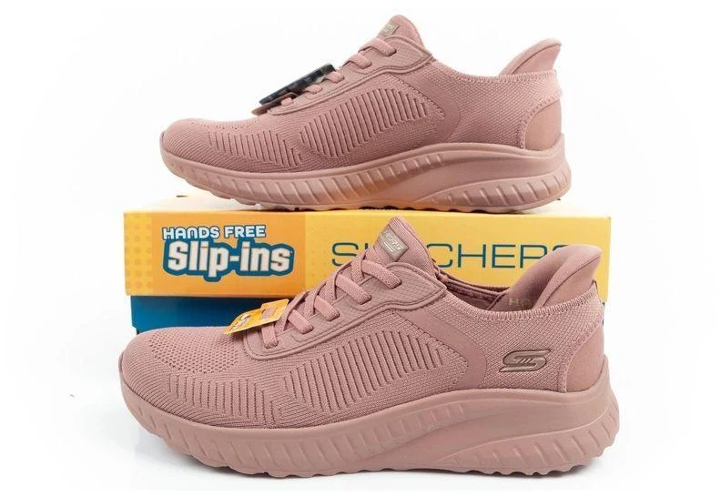 Skechers Bobs Squad-Chaos moteriški patogūs SLIP-INS rožiniai sportbačiai