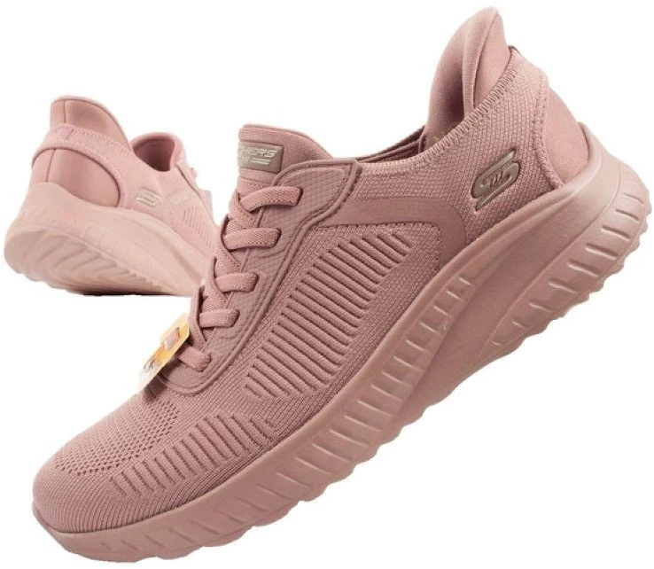 Skechers Bobs Squad-Chaos moteriški patogūs SLIP-INS rožiniai sportbačiai