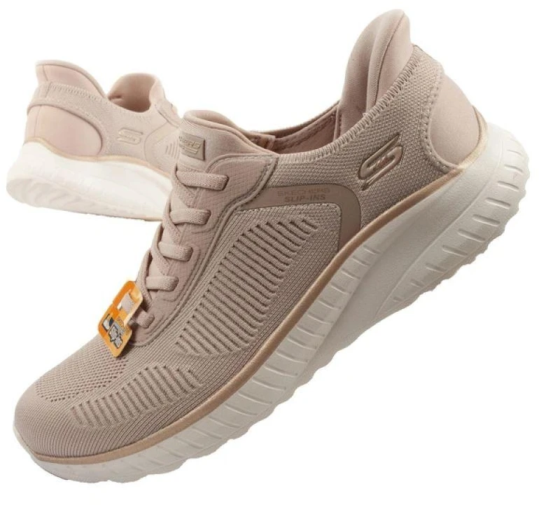 Skechers Bobs Squad Chaos SLIP-INS moteriški sportbačiai smėlio spalvos