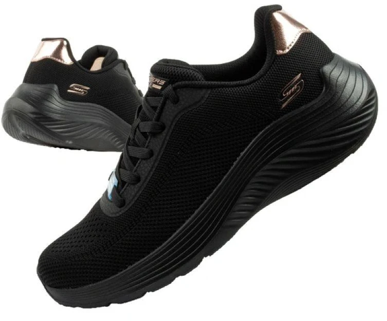 Skechers Bobs Squad Waves juodi, lengvi, madingi moteriški sportiniai bateliai