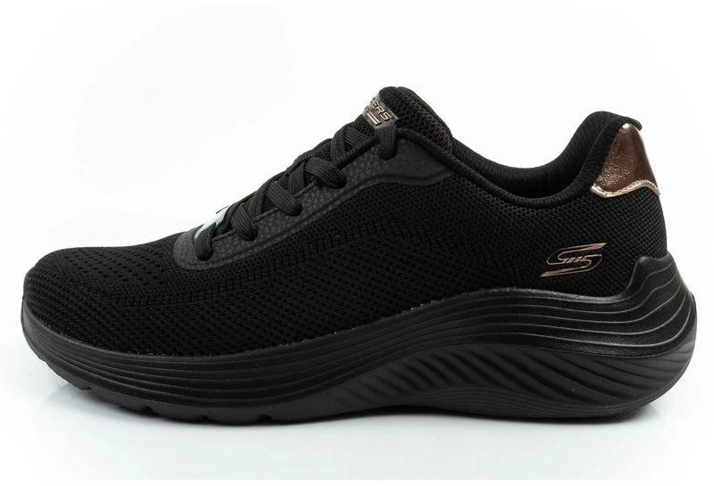 Skechers Bobs Squad Waves juodi, lengvi, madingi moteriški sportiniai bateliai