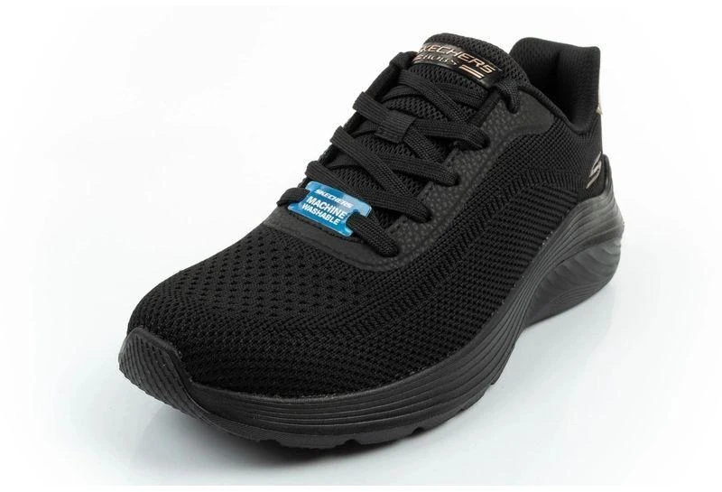 Skechers Bobs Squad Waves juodi, lengvi, madingi moteriški sportiniai bateliai