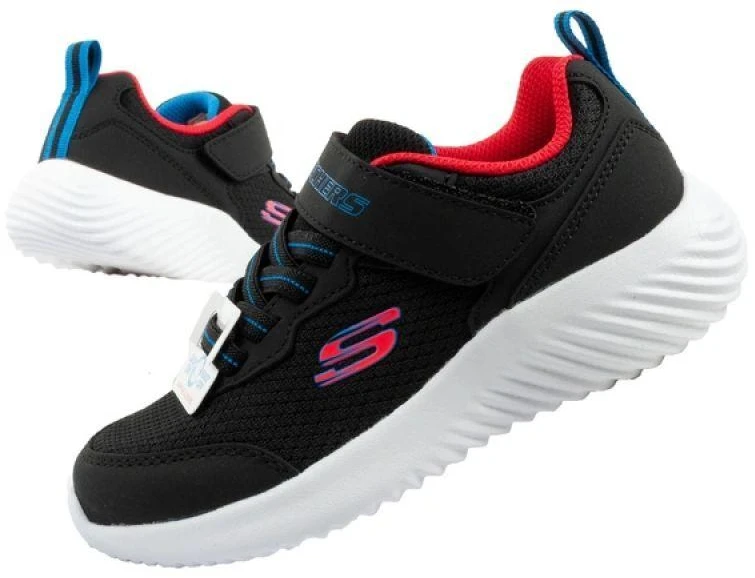 Skechers Bounder vaikiški sportiniai batukai su lipukais, lengvi, madingi, juodi
