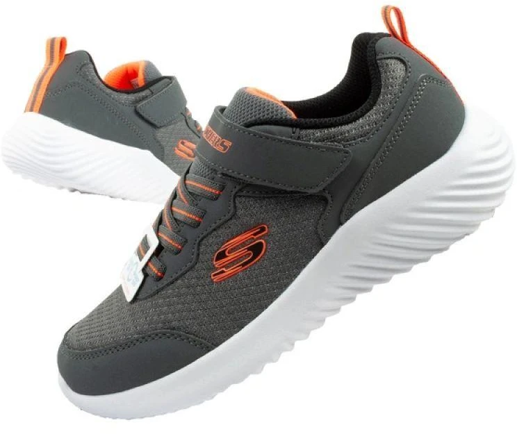 Skechers Bounder vaikiški sportiniai batukai su lipukais, lengvi, madingi pilki