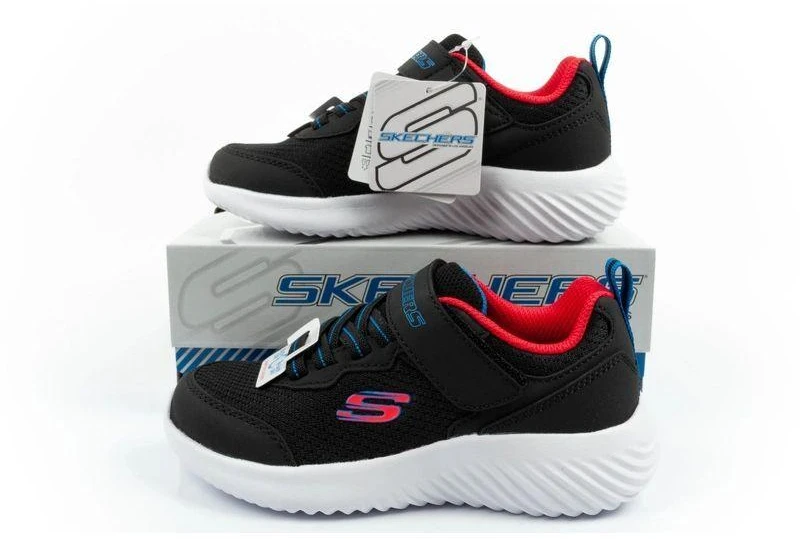 Skechers Bounder vaikiški sportiniai batukai su lipukais, lengvi, madingi, juodi