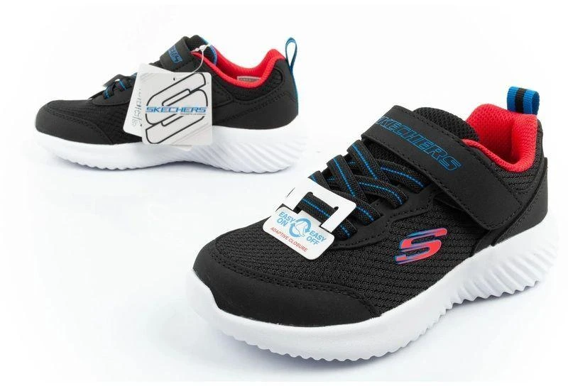 Skechers Bounder vaikiški sportiniai batukai su lipukais, lengvi, madingi, juodi